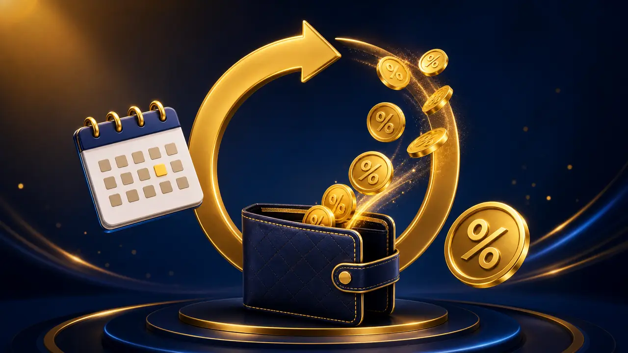 Panah emas melingkar mengembalikan koin ke dompet